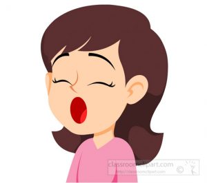Girl character yawning expression clipart